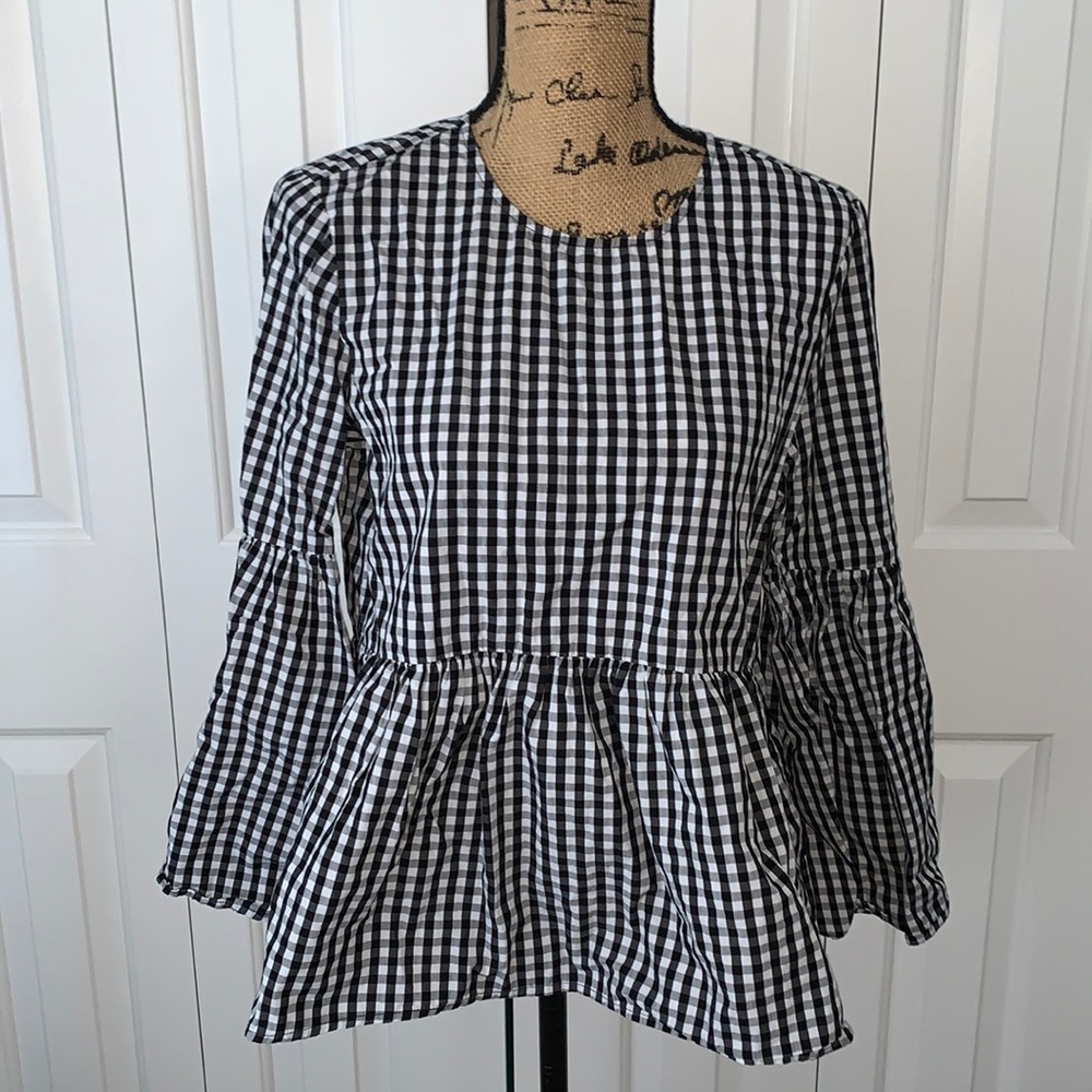 Women’s Gingham Peplum Top